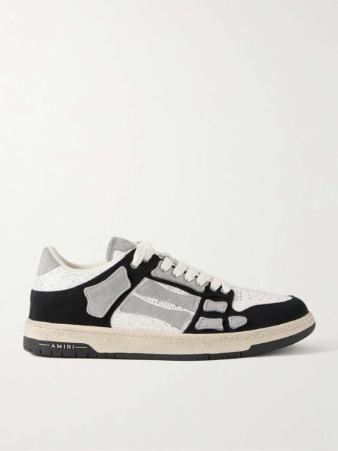 Skel-Top Suede-Trimmed Crystal-Embellished Leather Sneakers