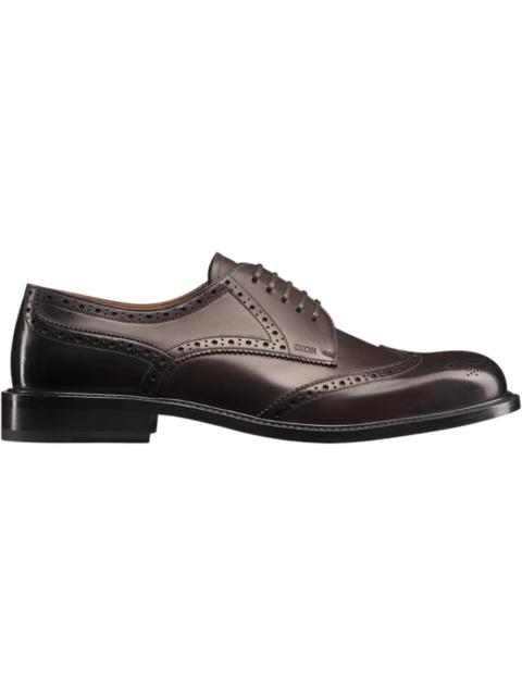 Dior Embassy Derby Brogue in Black Calfskin with Patina Finish Brown