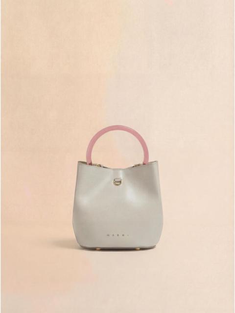 CREAM LEATHER PANNIER BUCKET BAG