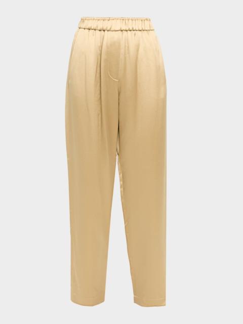 Relaxed-Leg Silk Pull-On Trousers