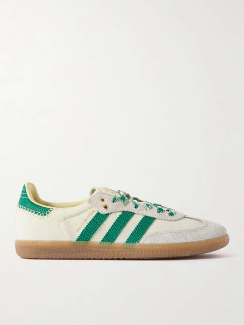+ Wales Bonner Samba Shell, Suede and Lizard-Effect Leather Sneakers
