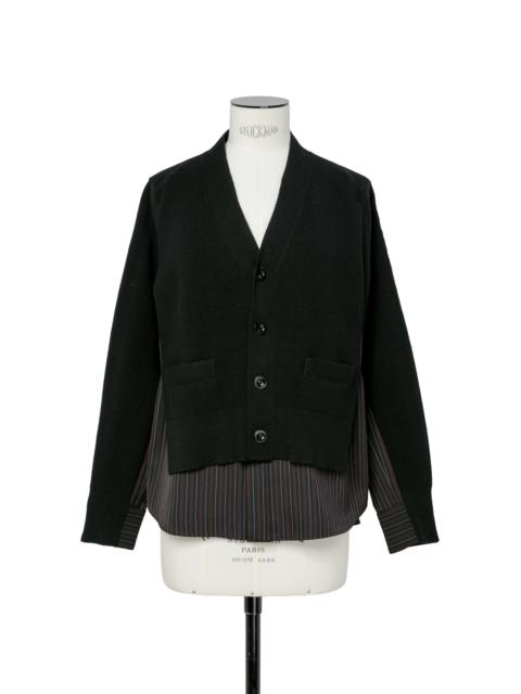 Stripe Doeskin x Wool Knit Cardigan