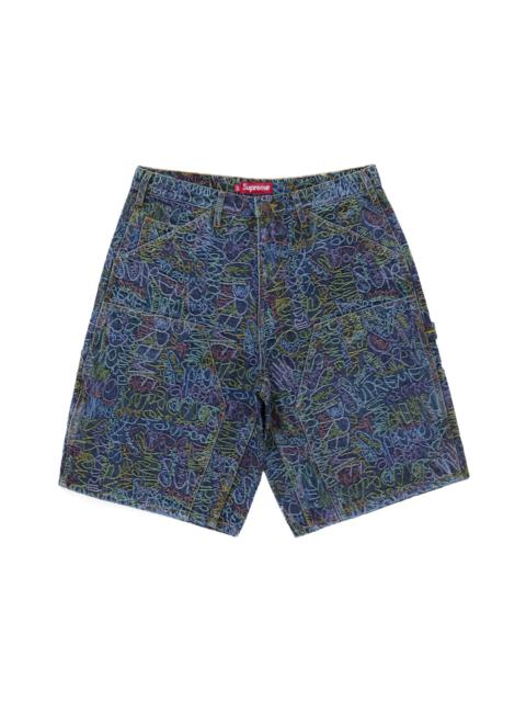 Supreme Handwriting Double Knee Denim Short Indigo