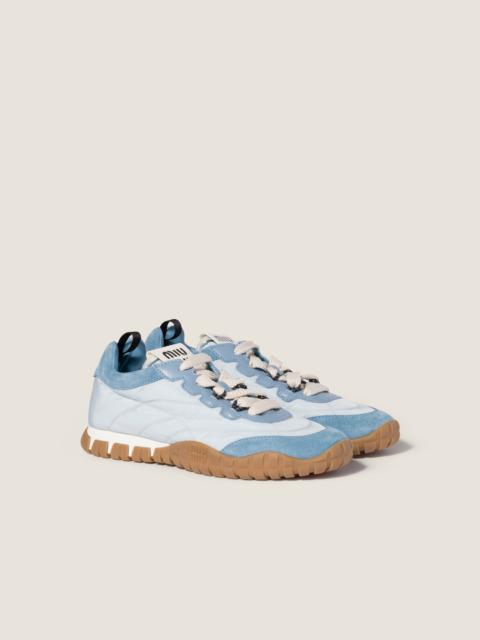 Tyre technical fabric and suede sneakers