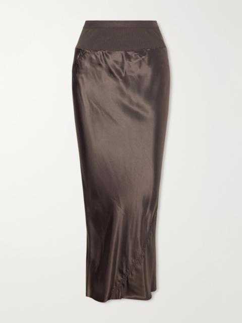 Ribbed Jersey And Recycled-satin Midi Skirt