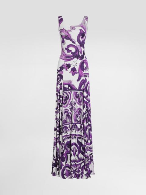 Majolica-print sleeveless dress