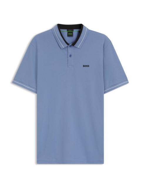 STRIPE-TRIM POLO SHIRT IN STRETCH COTTON