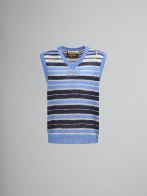 LIGHT BLUE BRUSHED MOHAIR STRIPE GILET