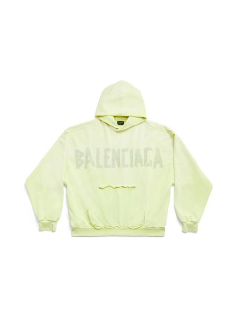 Tape Type Ripped Pocket Hoodie Large Fit in Fluo Yellow