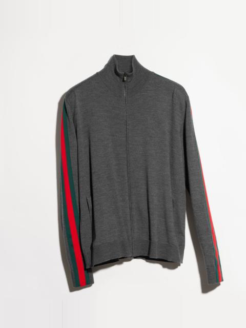 Fine wool zip jacket with Web