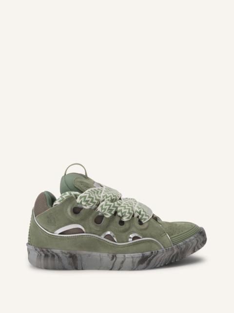 LEATHER CURB SNEAKERS WITH MARBLED SOLE