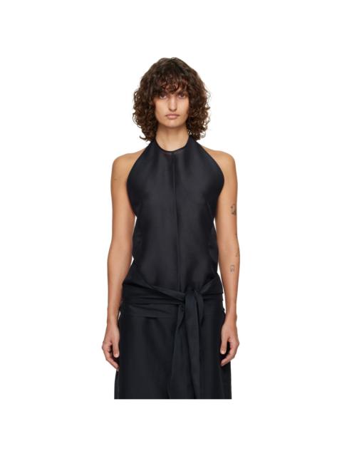 Navy Fluid Halterneck Top