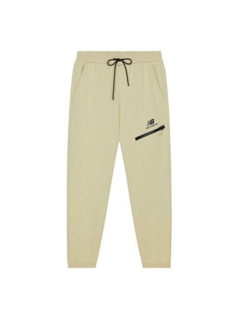 New Balance Logo Print Sweatpants 'Beige Black' AMP13356-BEI