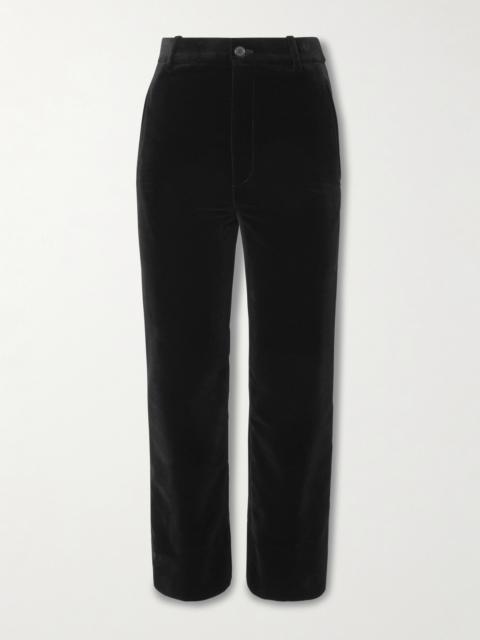 Cotton-velvet Cropped Slim-leg Pants