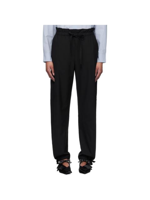 Black Drapey Melange Elasticated Waist Trousers