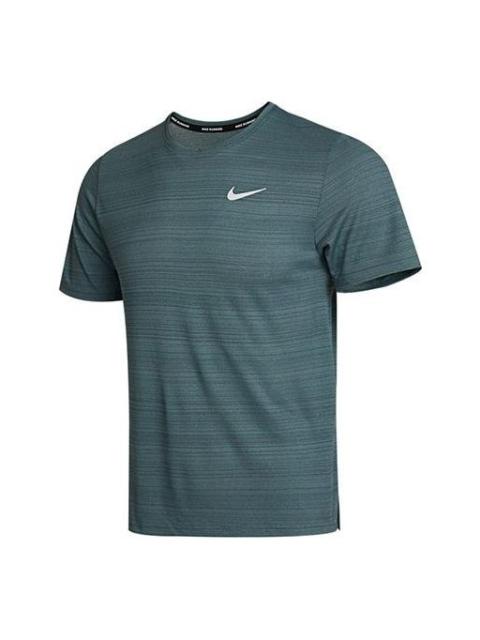 Nike M Nk Df Miler Top Ss Running Training Sports Short Sleeve Gray Green Graygreen CU5993-387