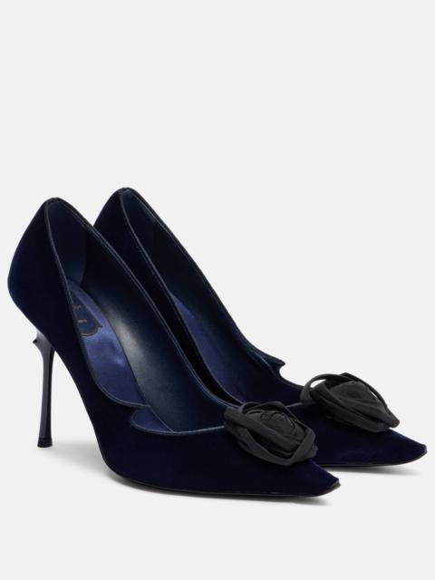 Epine Rose 100 floral velvet pumps