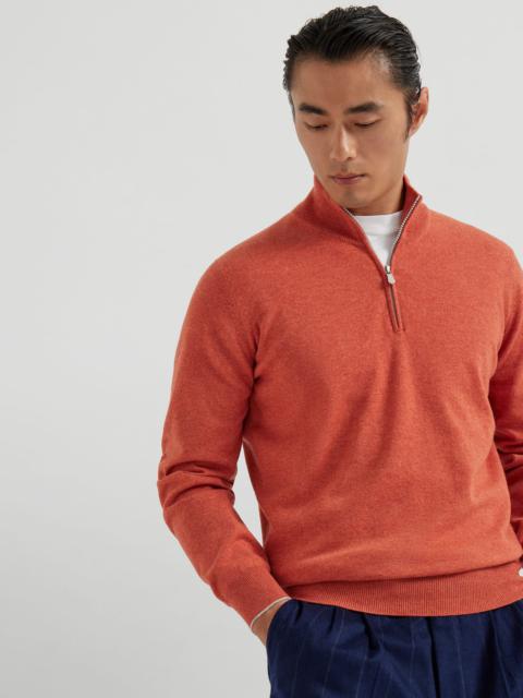 Cashmere sweater with half zip