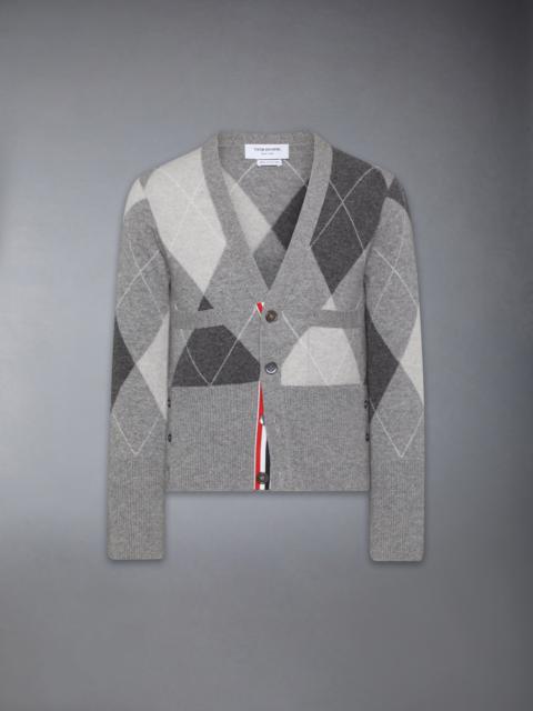 ARGYLE INTARSIA CASHMERE V NECK CARDIGAN