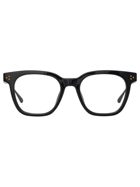 MEN'S EVANS OPTICAL D-FRAME IN BLACK AND YELLOW GOLD