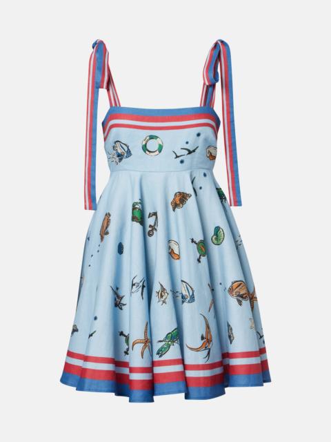 Printed linen minidress