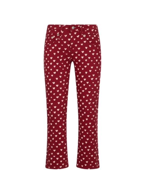 heart-print cropped trousers