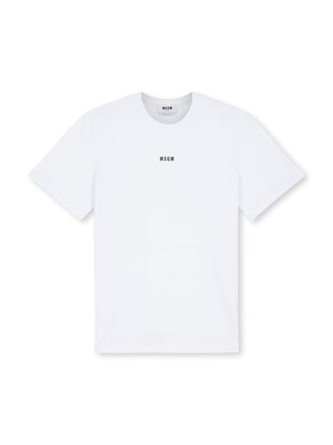 Round neck cotton T-shirt with micro logo
