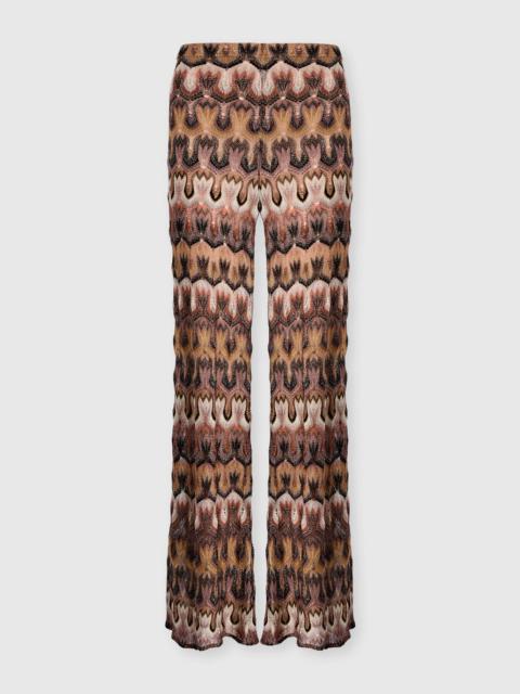 Viscose Lamé Trousers with Arabesque Motif