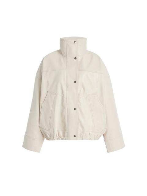 Leather Bomber Jacket ivory
