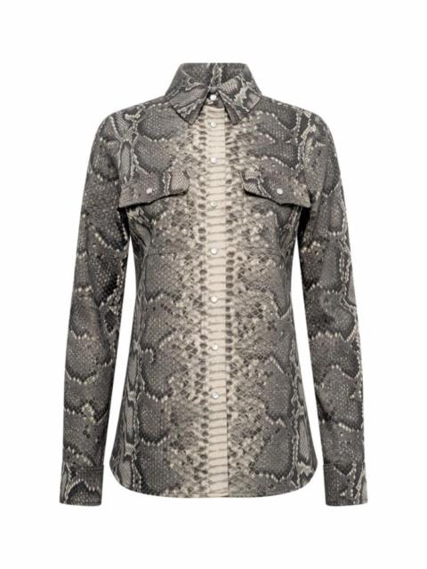 John Austin Shirt in Greyscale Recycled Printed Cotton Denim