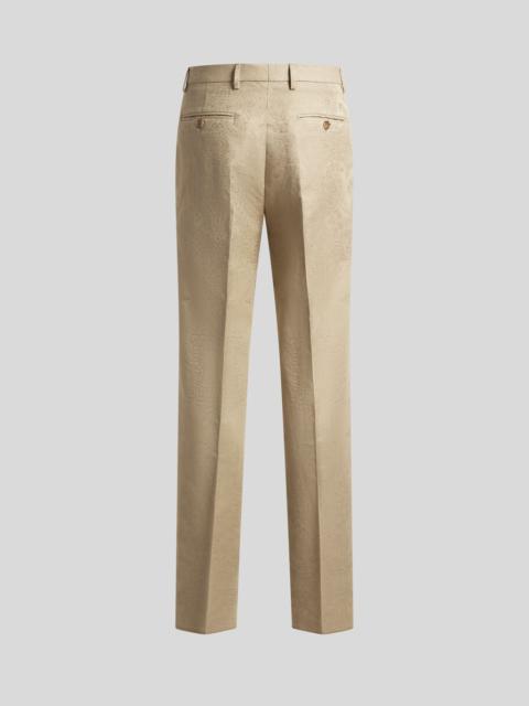 COTTON-BLEND JACQUARD TROUSERS WITH PLACED FLORAL PAISLEY MOTIF