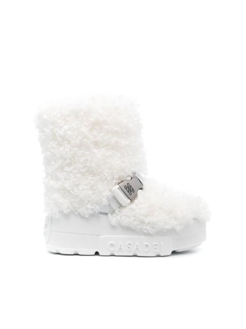 buckled faux-fur boots