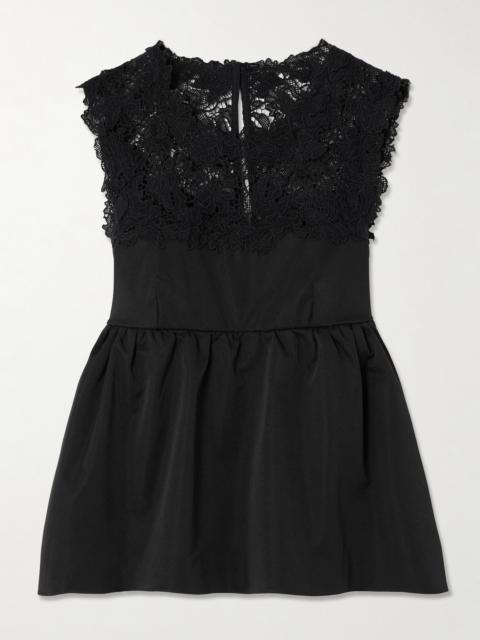 Ivonne Guipure Lace-trimmed Twill Peplum Top