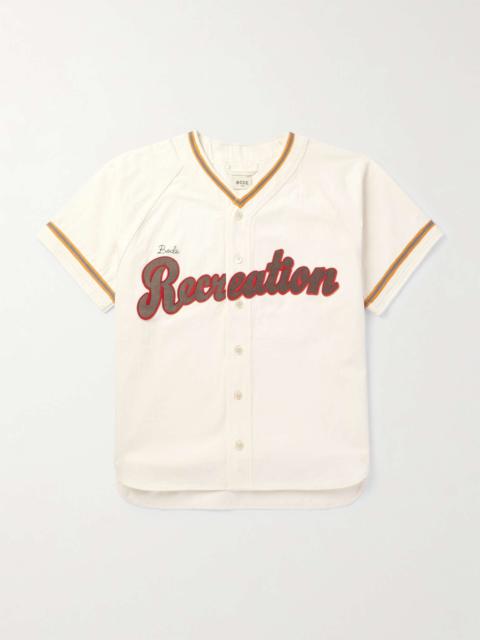 Logo-Embroidered Appliquéd Cotton-Drill Baseball Shirt