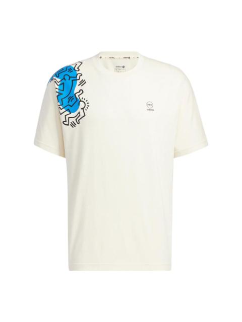adidas x Keith Haring Crossover SS22 Cartoon Pattern Printing Round Neck Short Sleeve White HD7264