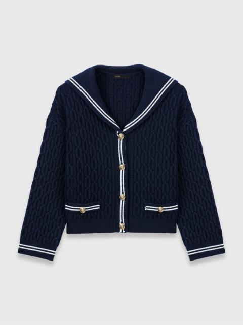 Boat neck cable-knit cardigan