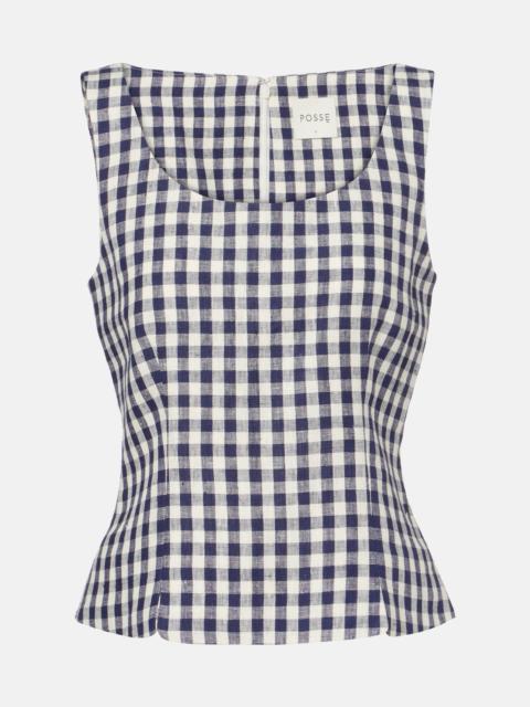 Sadie gingham linen top