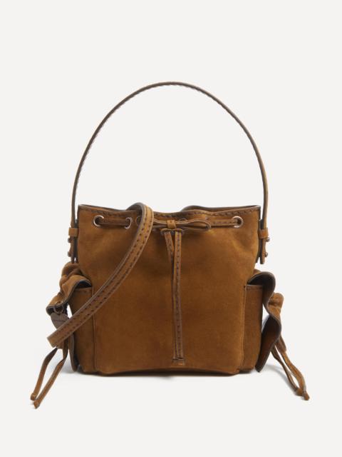 Multi-Pocket Mini Suede Bucket Bag