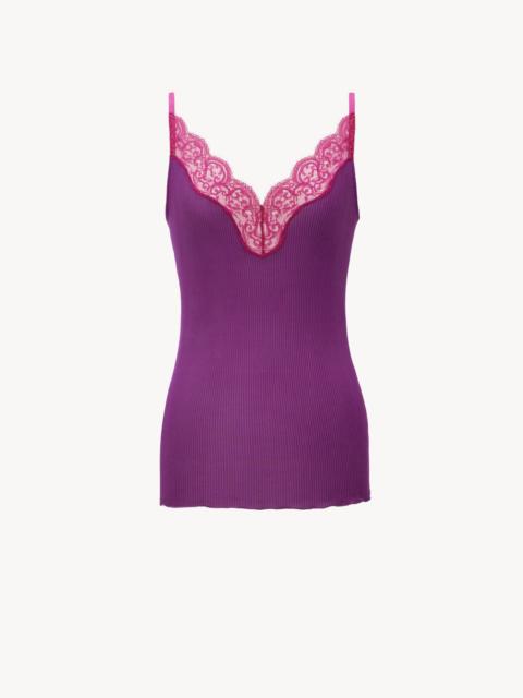 LACE TANK TOP IN RIBBED SILK JERSEY