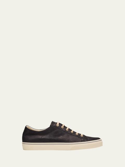 Men's Leather Foiled Logo Low-Top Sneakers