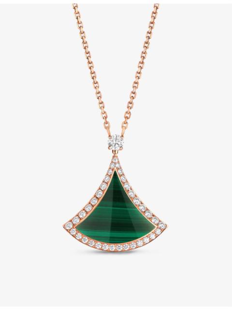 Divas' Dream 18ct rose-gold, 0.5ct brilliant-cut diamond and malachite pendant necklace