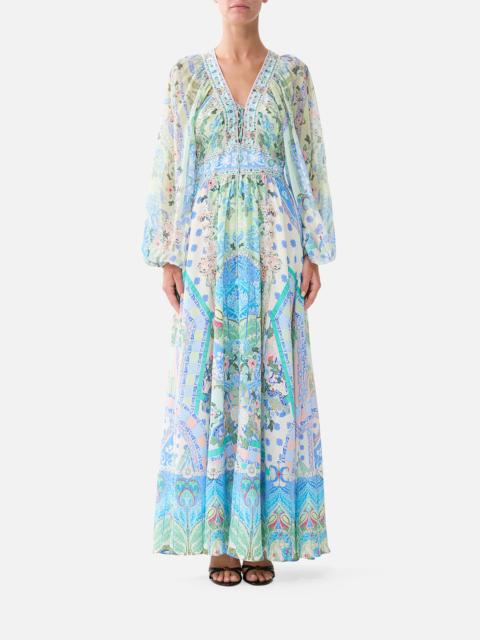 LACE UP FRONT LONG DRESS