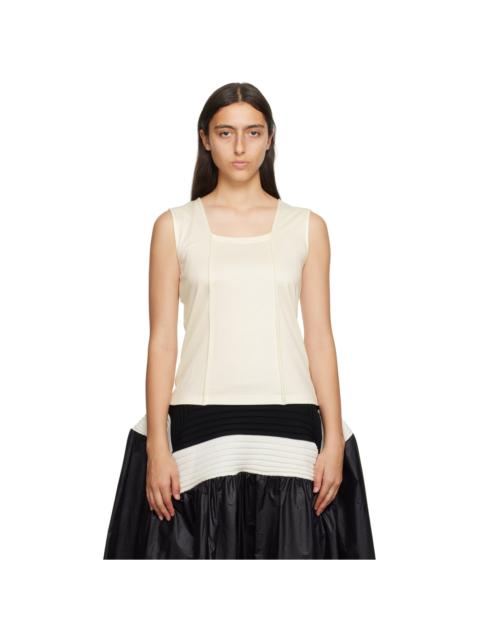 White Tucked Square Tank Top