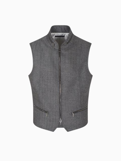 ZIP-UP GILET IN CHEVRON VIRGIN WOOL AND CASHMERE