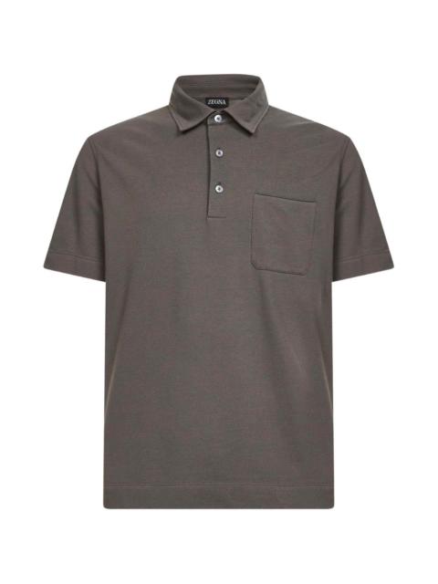 buttoned patch-pocket polo shirt