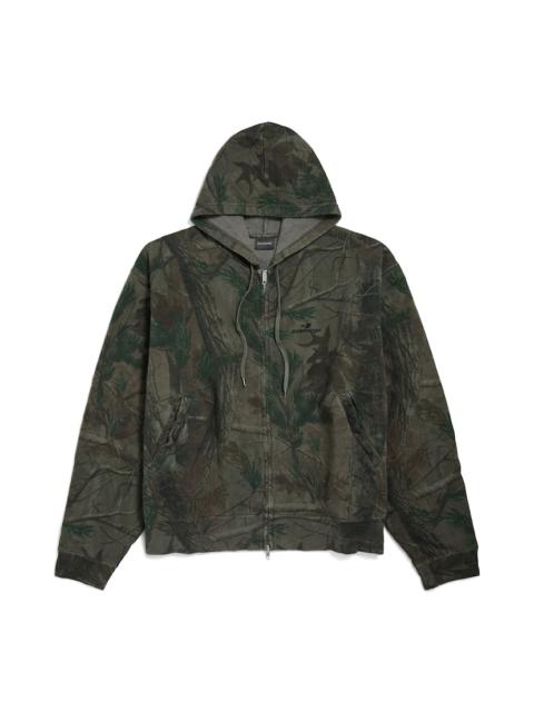 Men's Diamond B Oversized Zip-up Hoodie in Forest Green