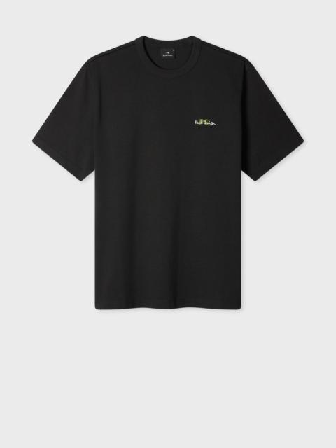 Oversized Black Logo Embroidery Cotton T-Shirt