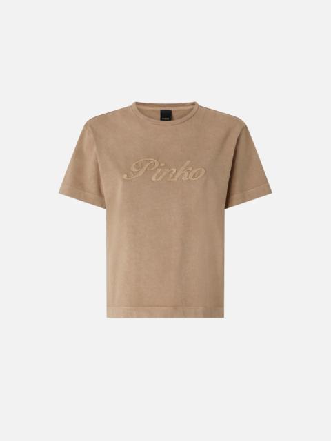 T-SHIRT WITH PINKO DISTRESSED EMBROIDERY