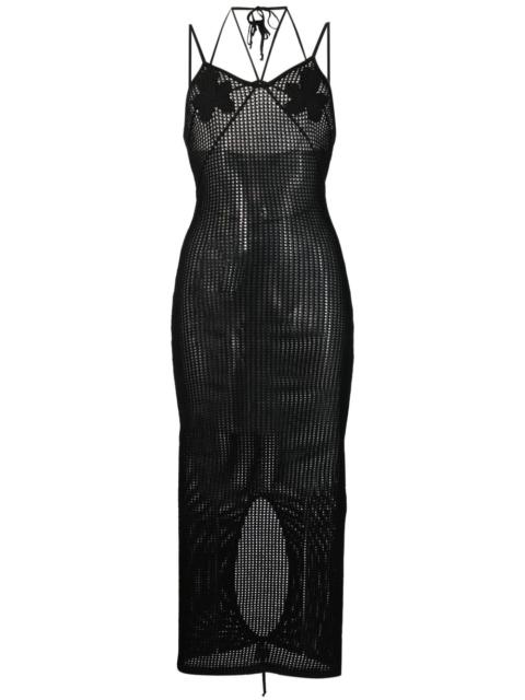 fishnet-knit midi dress