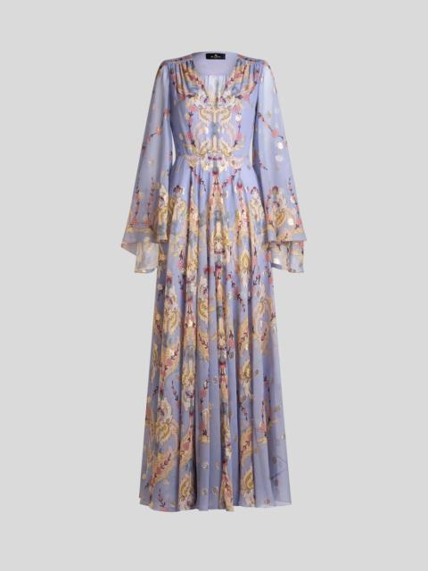 LONG PRINTED SILK DRESS